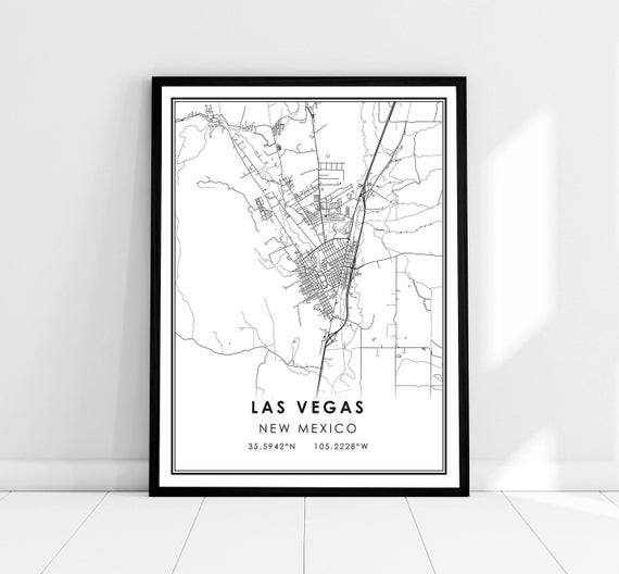 Las Vegas Map Art Print, New Mexico City