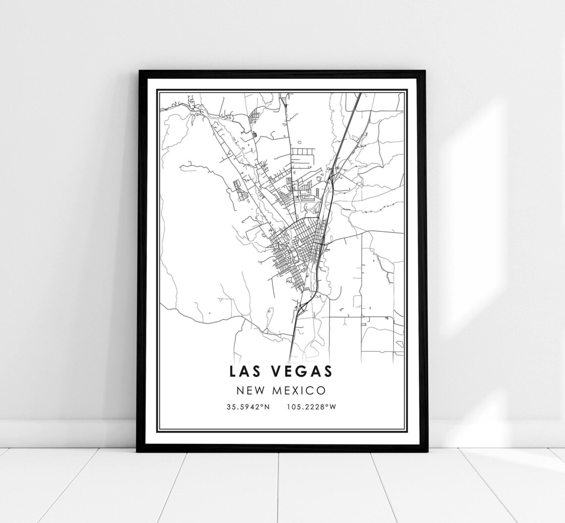 Las Vegas Map Art Print, New Mexico City