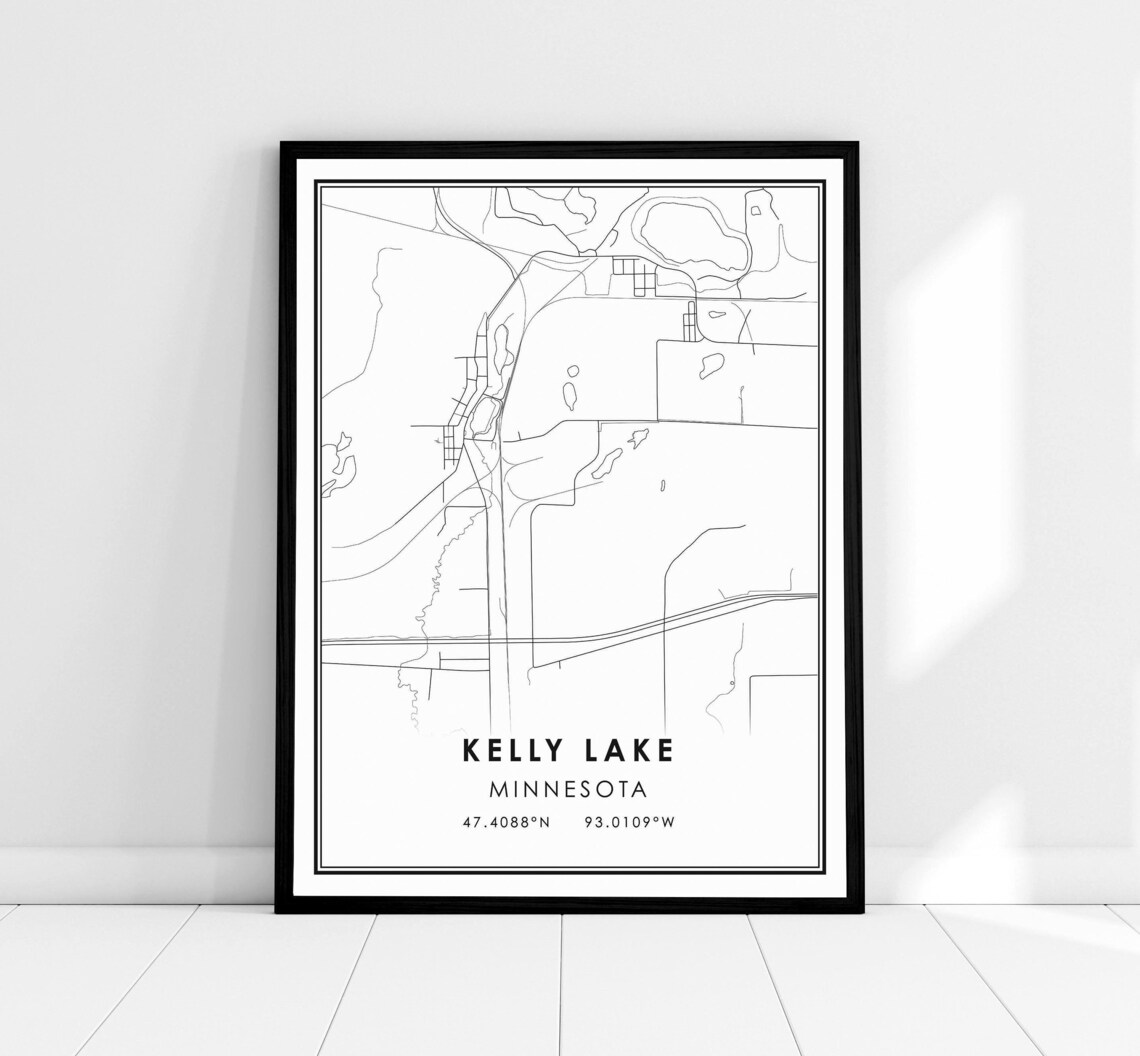 Kelly Lake Minnesota Minimalist City Map Street Line Art Poster