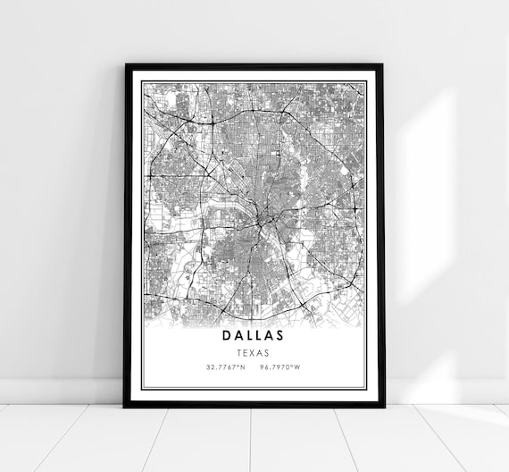 Dallas Map Print, Texas City Travel Poster