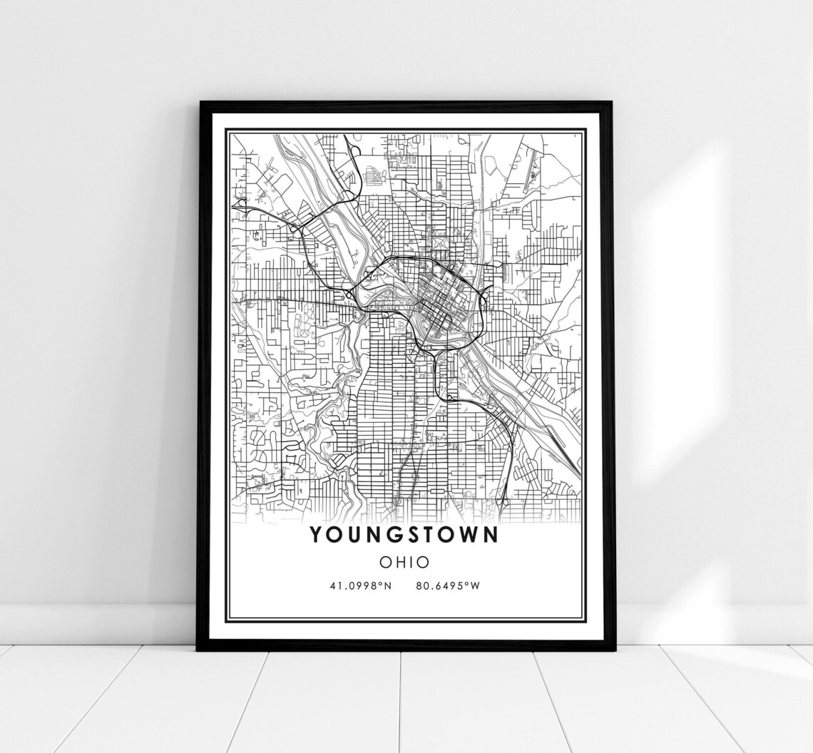 Youngstown Map Poster Print, Ohio City Map