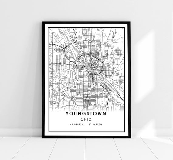 Youngstown Map Poster Print, Ohio City Map