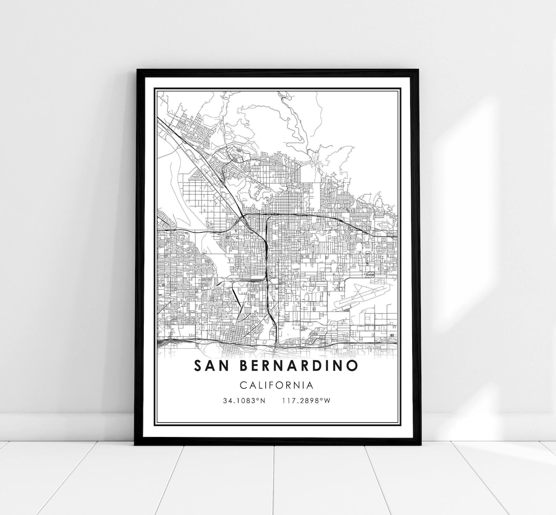 San Bernardino Map Print, City Travel Poster