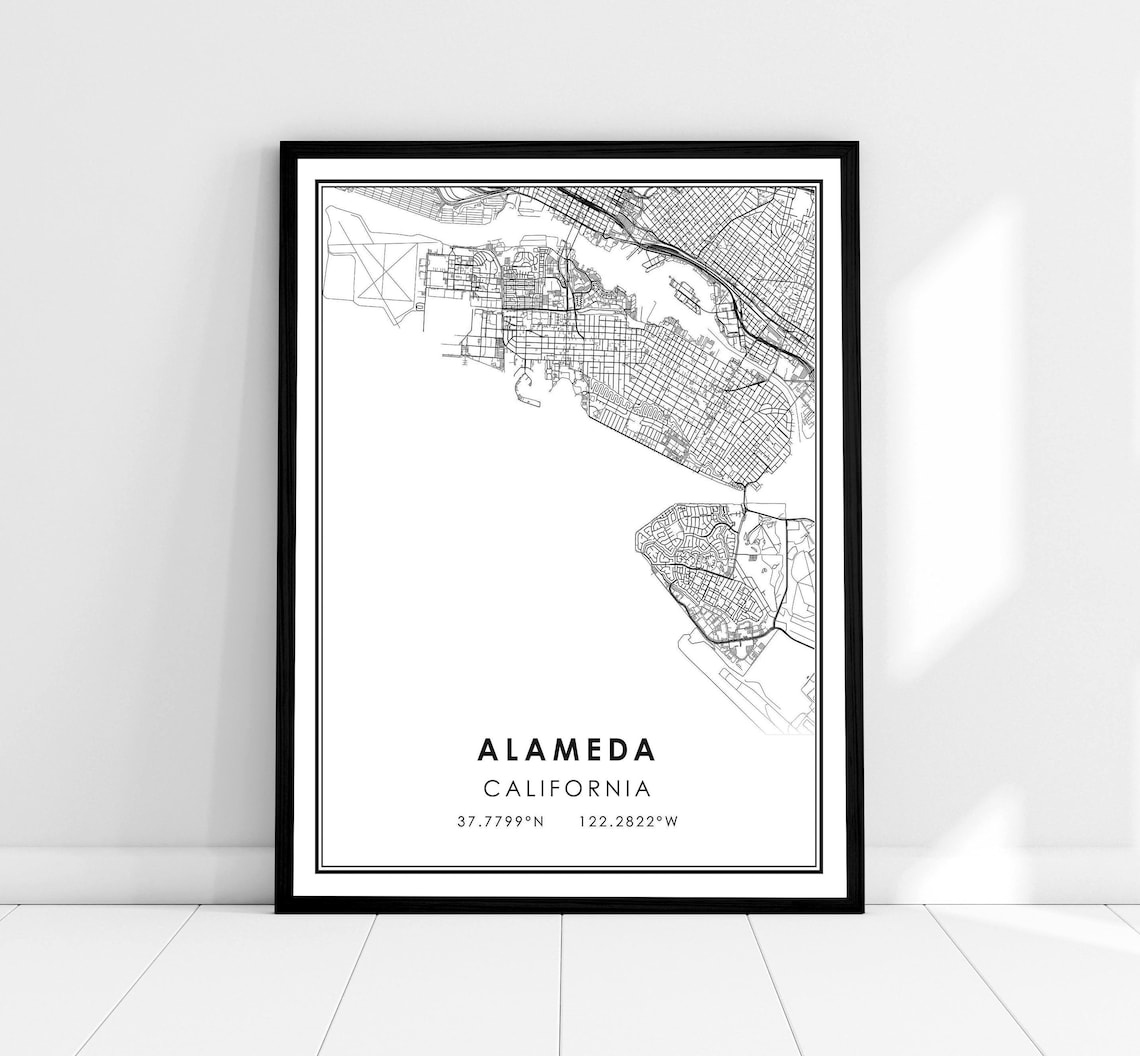 Alameda Map Poster, City Travel Wall Art Print