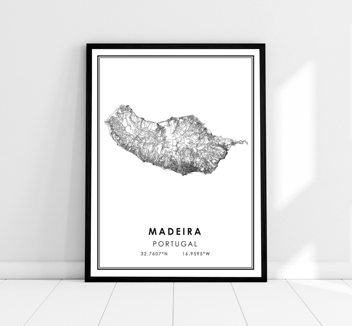 Madeira Map Print Poster, Portugal Travel Poster