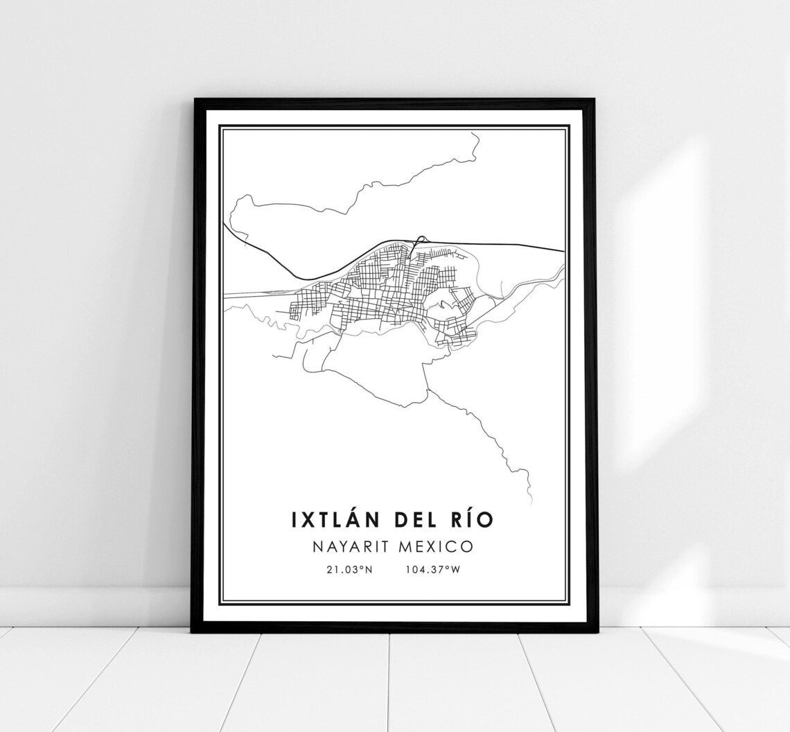 Ixtlán Del Río Map Print, Nayarit Mexico