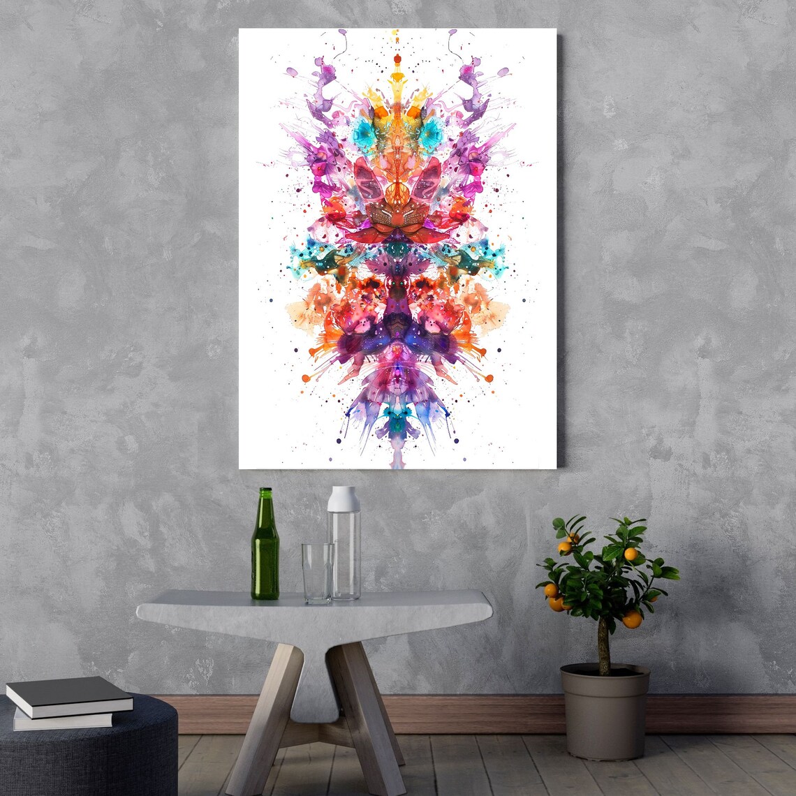Symmetrical Watercolor Fractal, Geometric Art Print - Image 3