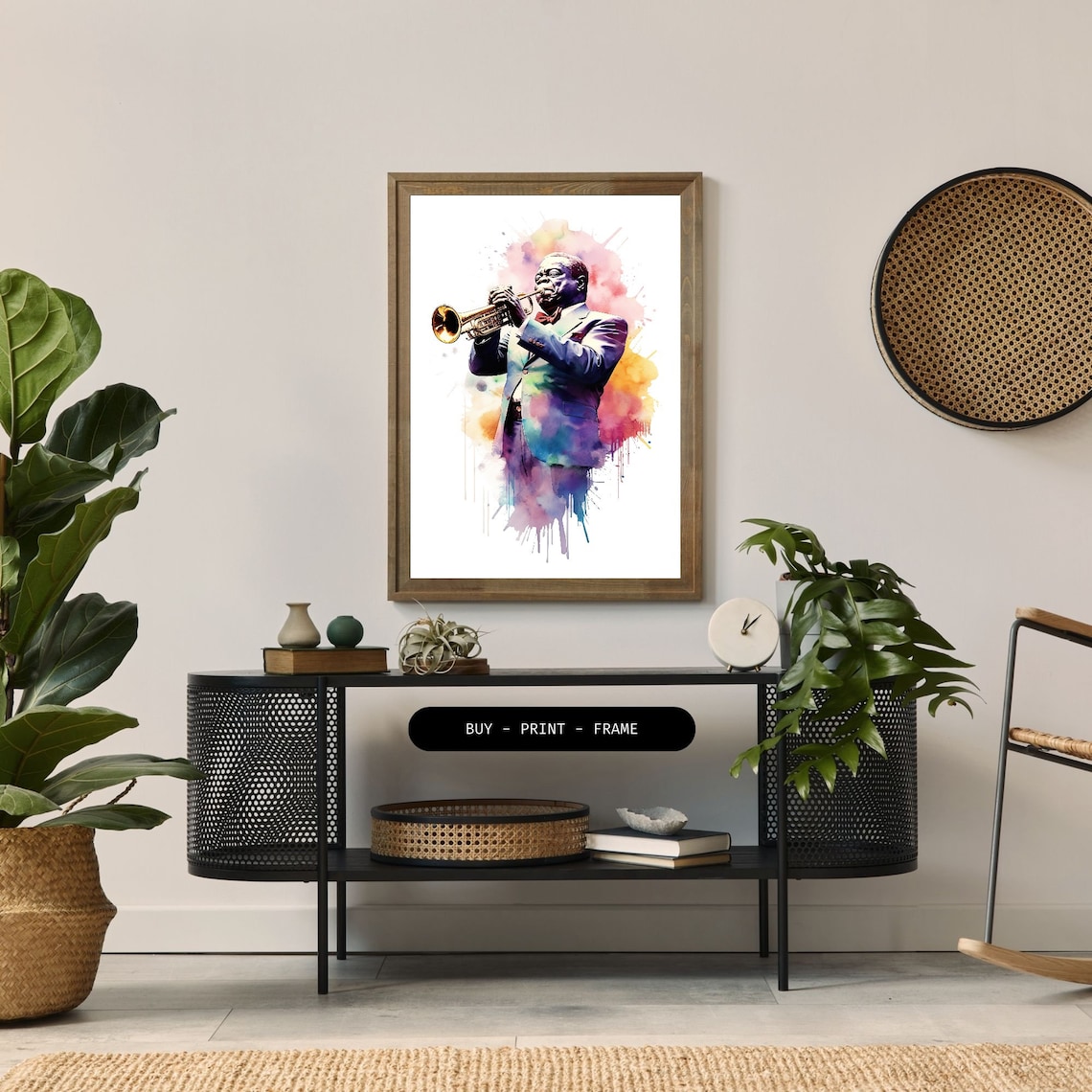 Passionate Jazz Trumpeter Watercolor Art Print - Image 2