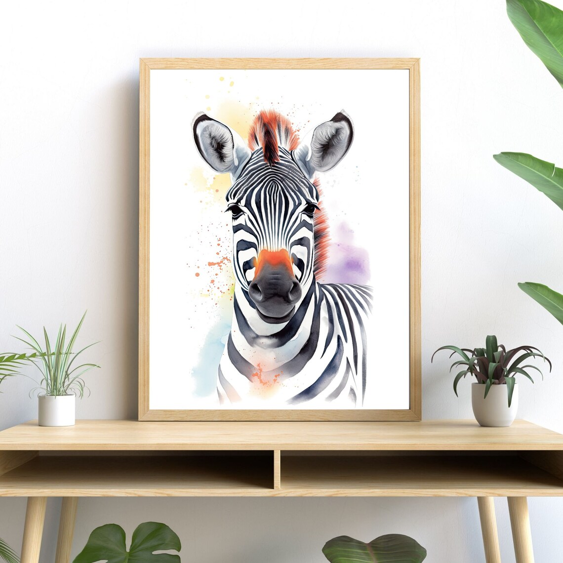 Zebra Watercolor Art Print, Modern Safari Decor