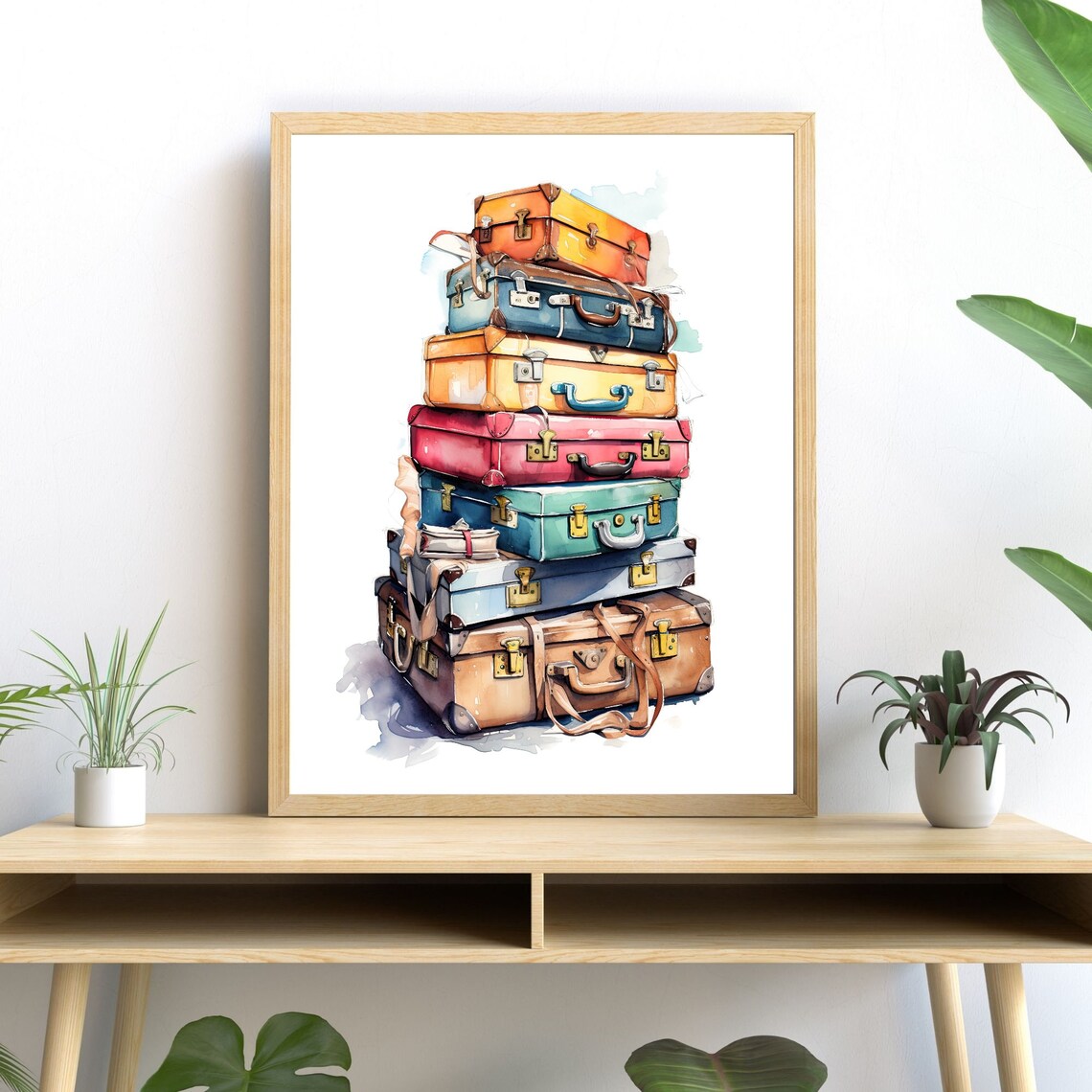Vintage Bagages Aquarelle, Travel Decor Art Print