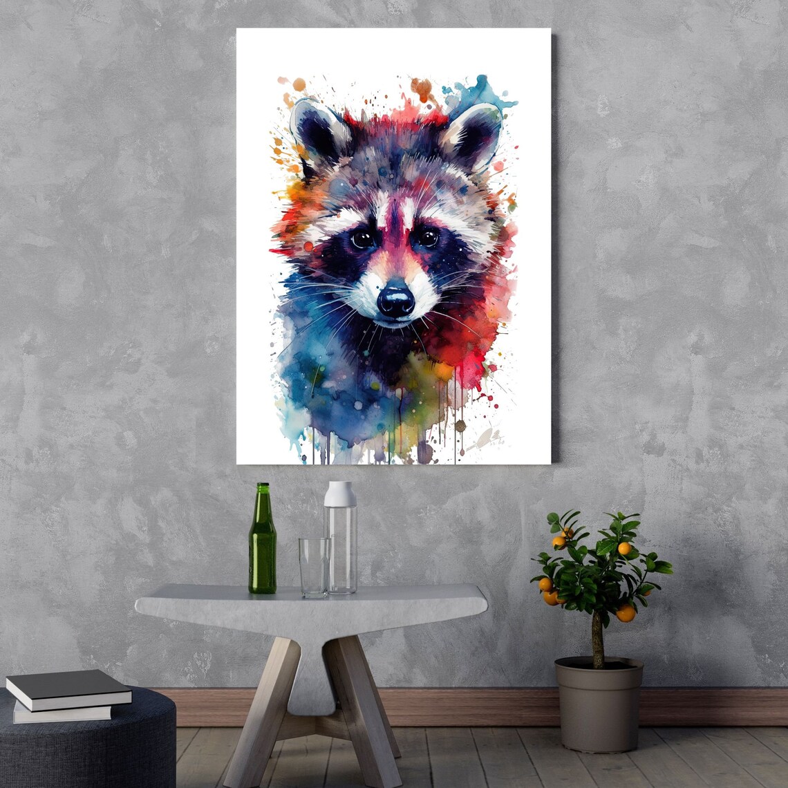 Raccoon Watercolor Art Print, Modern Wildlife Decor - Image 3