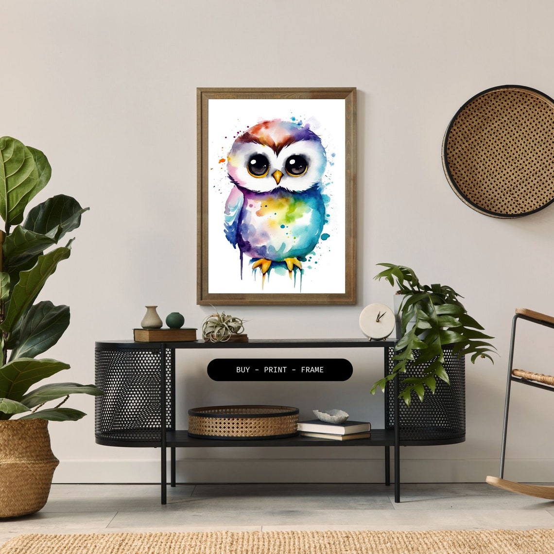 Baby Owl Watercolor, Cute Animal Decor - Image 2