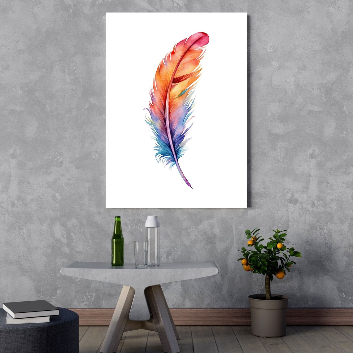 Feather Watercolor Art Print, Modern Bird Decor - Image 3