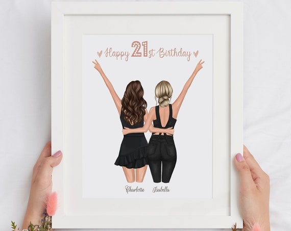 21st Birthday Personalized Print Best Friend Birthday Gift Art Best Friend Print Happy 21st Birthday Print