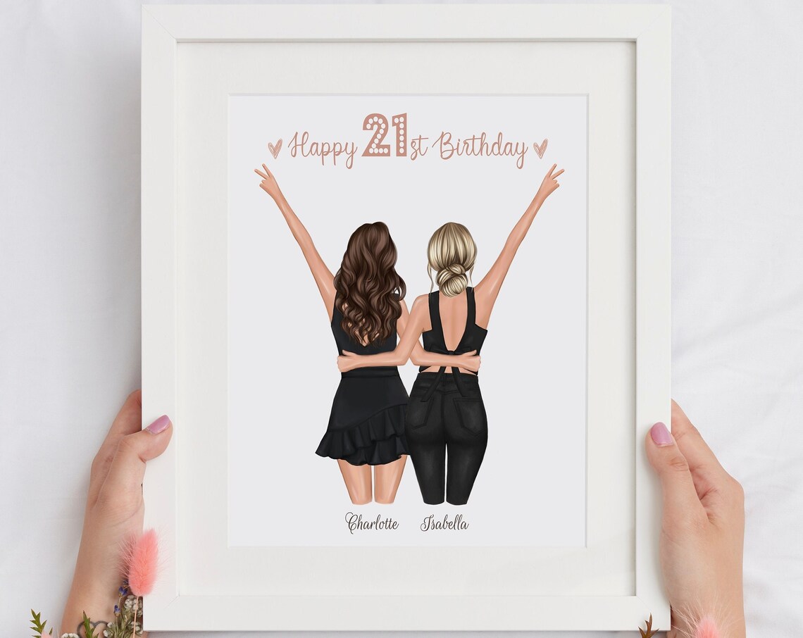 Happy 21st Birthday Best Friends Charlotte and Isabella Poster