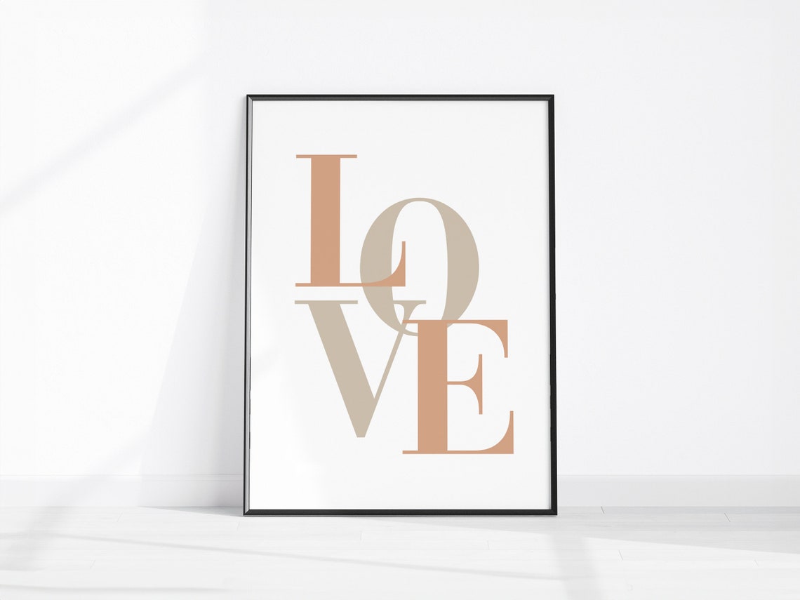 Love Minimalist Typography Poster Neutral Bedroom Wall Decor