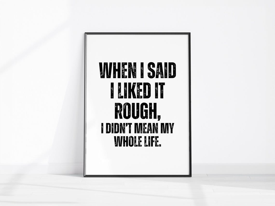 When I Said I Liked It Rough Sarcastic Black Text Quote Poster