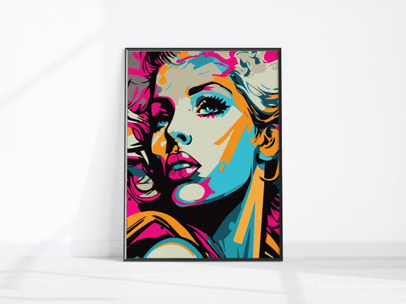 Retro Pop Art Woman Wall Decor Fashion Feminist Poster Eclectic Print Instant Female Face Home
