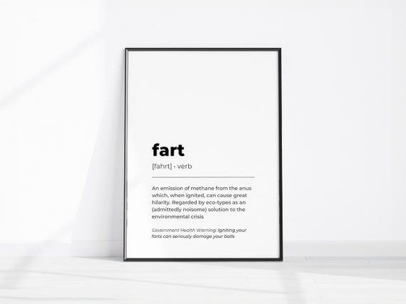 Funny Fart Definition Art Gift For Him Fun Bathroom Decor Bedside Rude Restroom Wall Dictionary Print