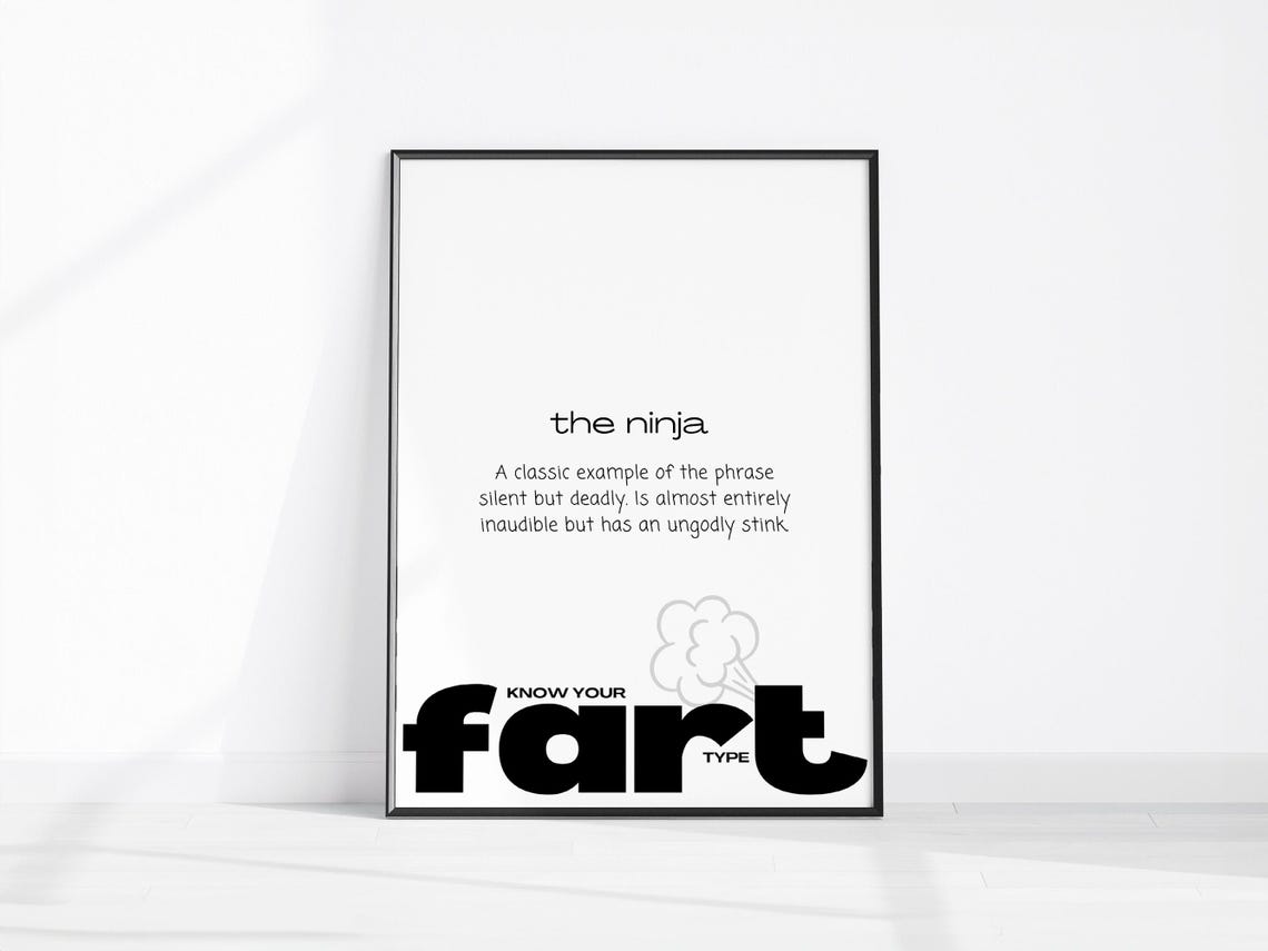 The Ninja Fart Definition Know Your Fart Type Funny Bathroom Wall Art