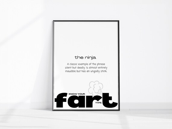The Ninja Fart Definition Know Your Fart Type Funny Bathroom Wall Art