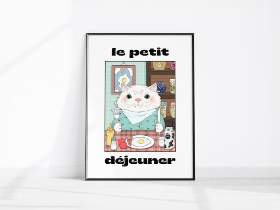 Le Petit Dejeuner French Cat Breakfast Cute Kitchen Wall Poster