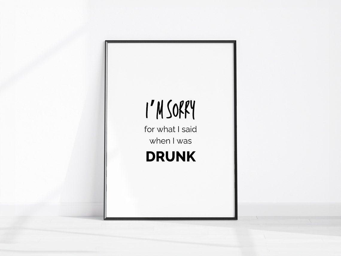 Im Sorry When I Was Drunk Poster Funny Bar Quote Humor Gift Art