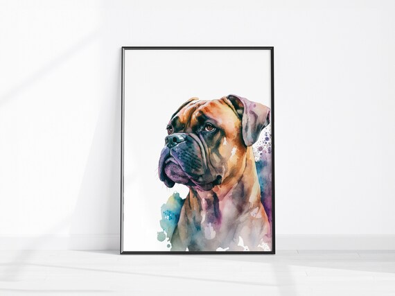 Boxer Dog Print Pet Home Decor Art Wall Lover Gift Abstract Watercolour Puppy Dogs