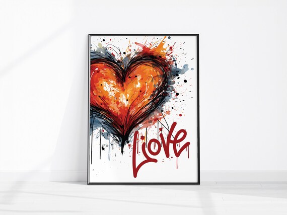 Abstract Love Poster Graffiti Heart Wall Decor Soulmate Print Urban Apartment Teen Bedroom Art Street