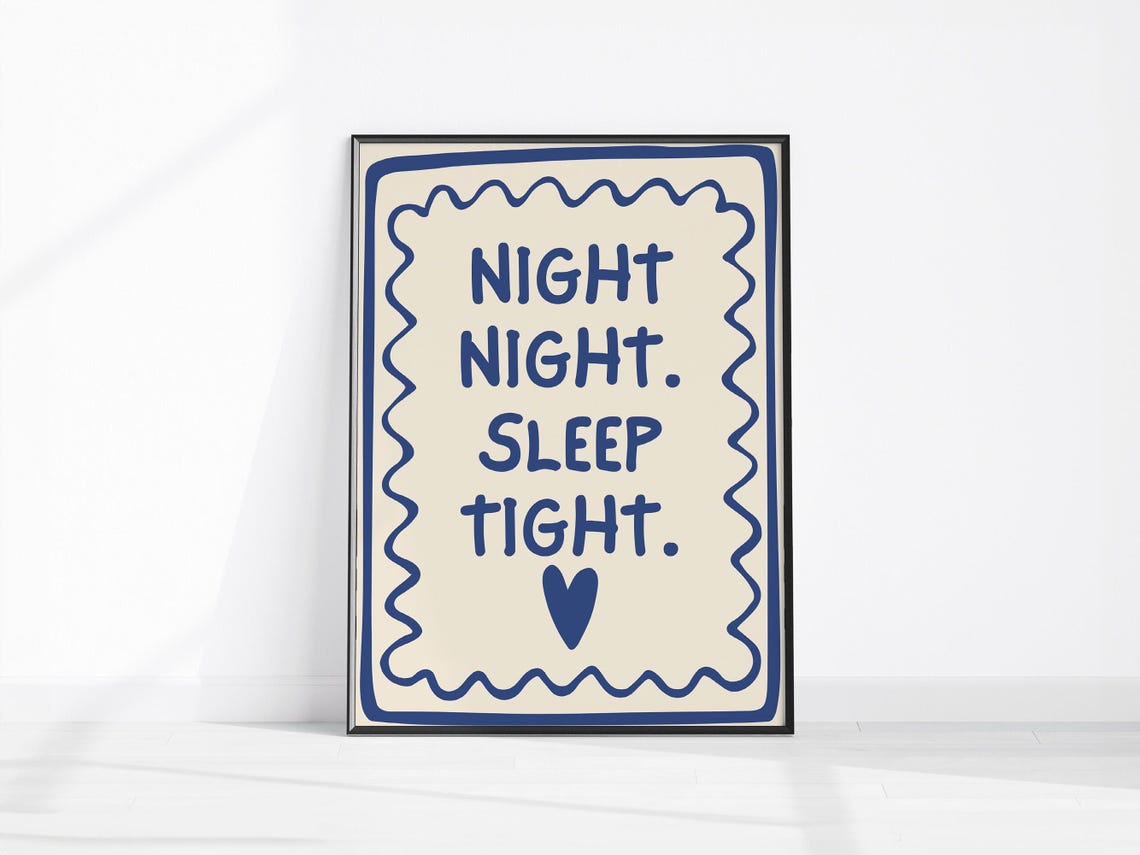 Night Night Sleep Tight Sweet Little Heart Nursery Bedtime Poster