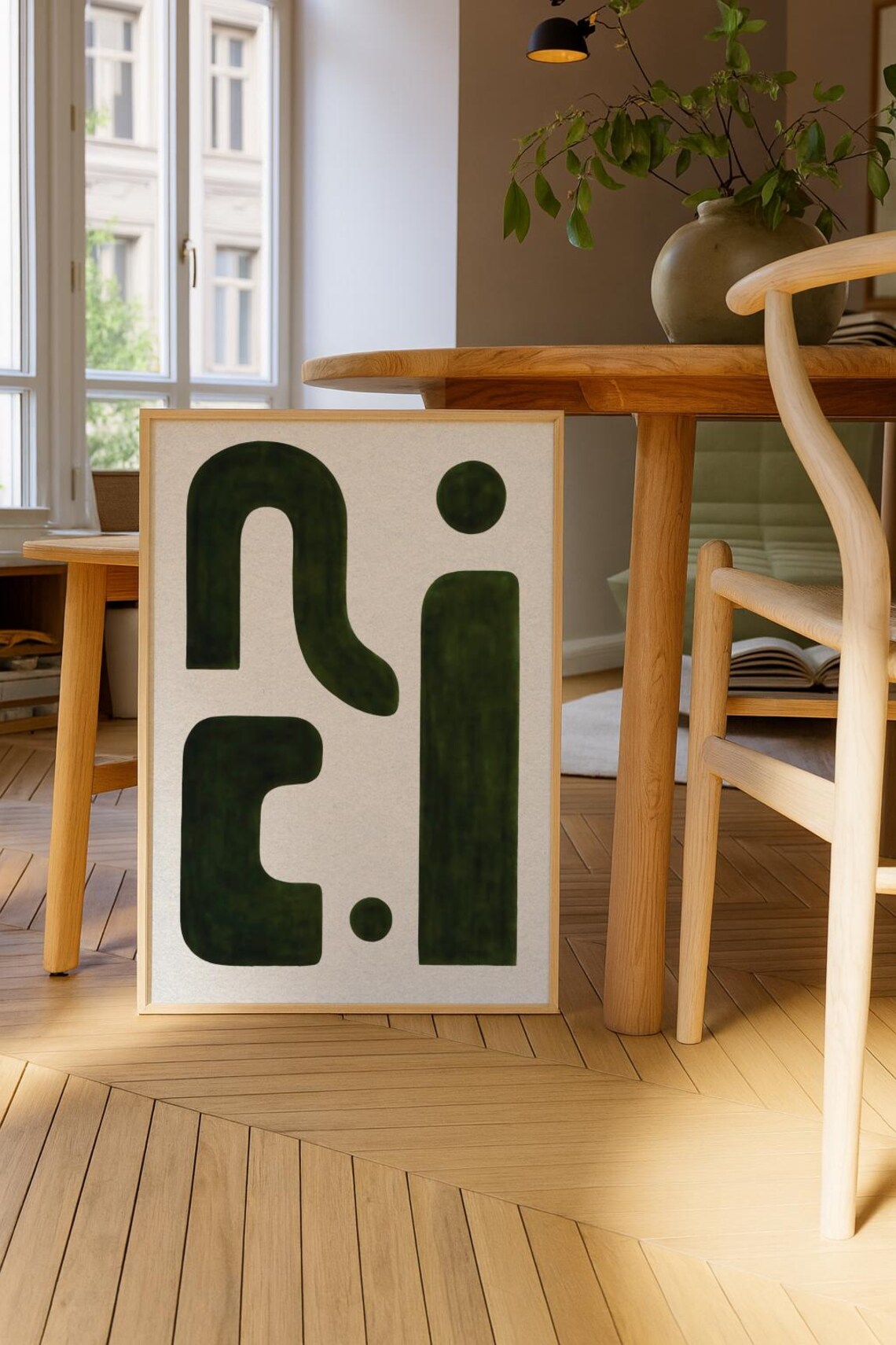 Mid Century Modern Abstract, Japandi Above Couch - Image 3