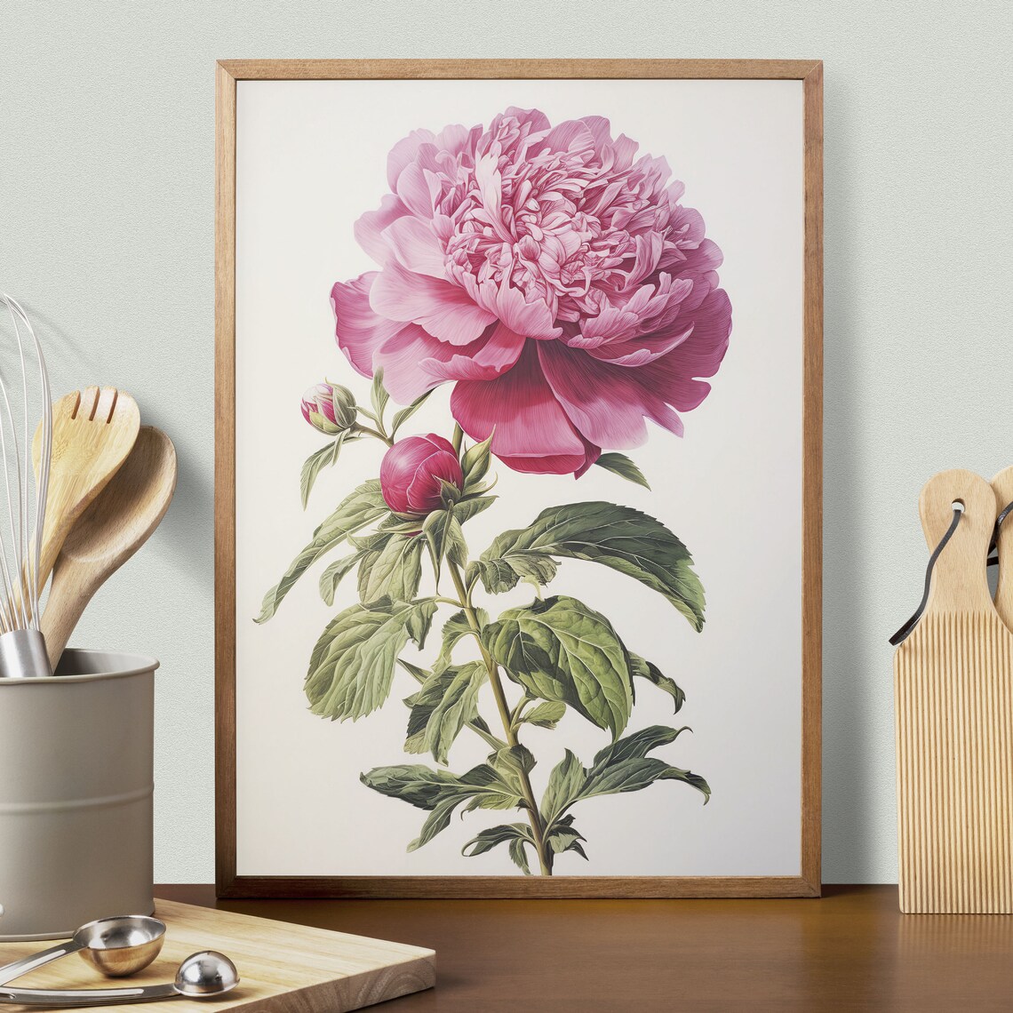 Vintage Peony Botanical Flower Art Print - Image 2