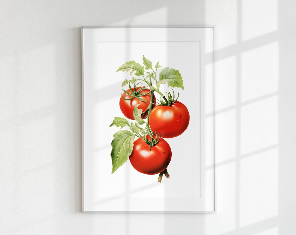 Tomato Wall Art Poster, Mediterranean Kitchen Decor