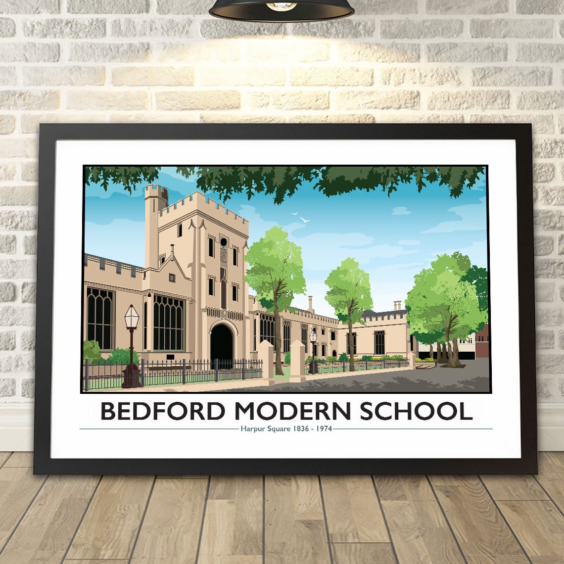 Bedford Modern School Stone Gothic Building Historic School Poster