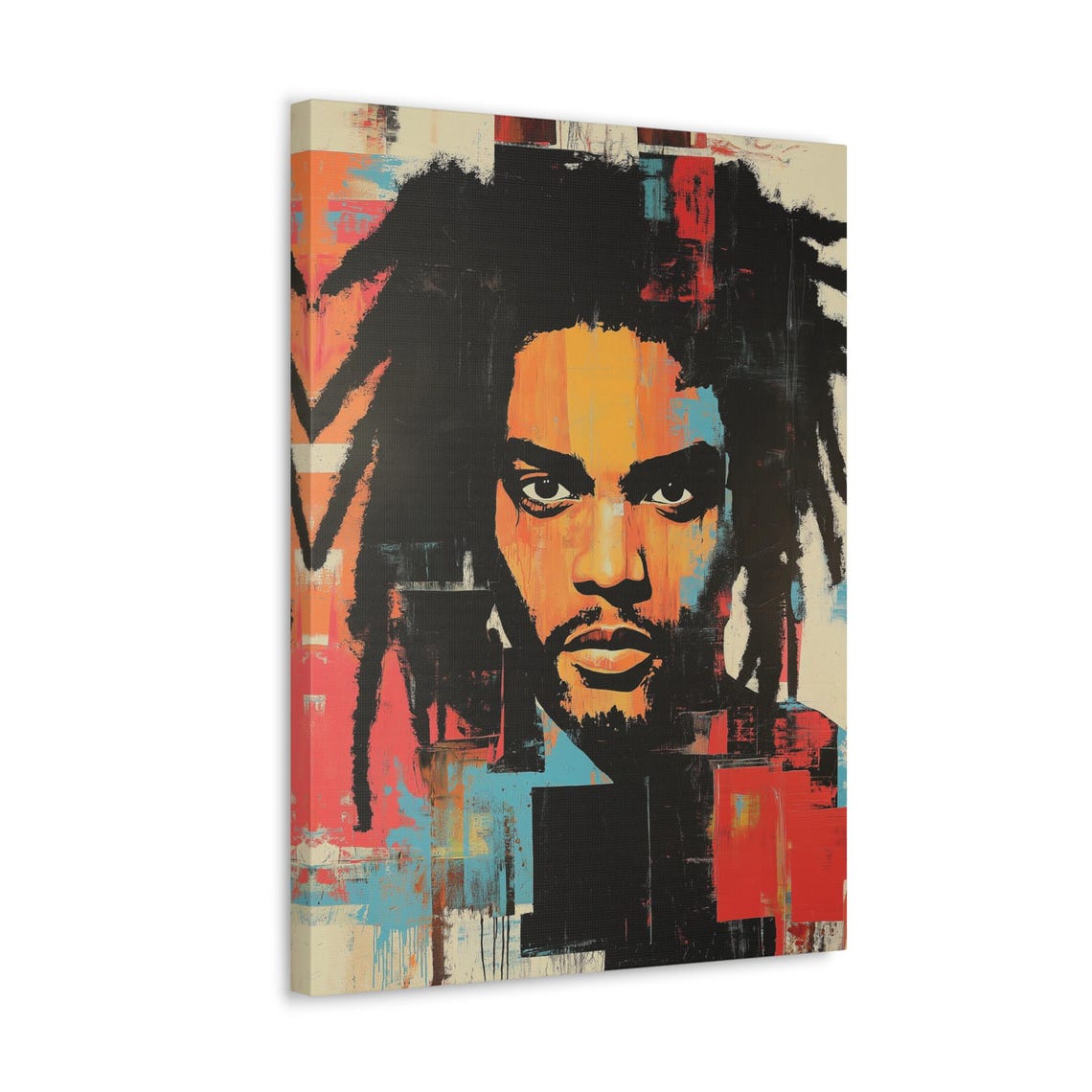 Afro Urban Dreadlocks Portrait Bold Abstract Mixed Media Poster - Image 2