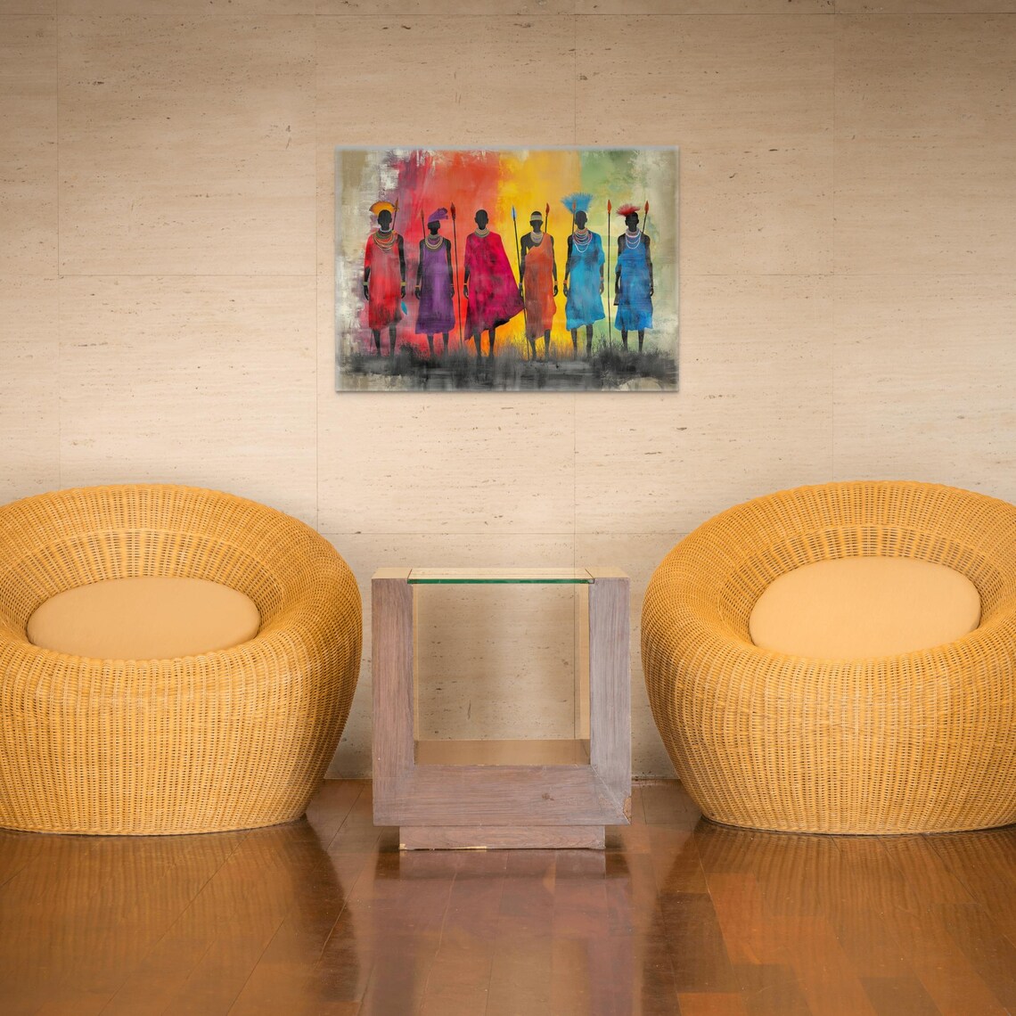 Masai Wrapped Print Abstract African Wall Art Colorful African Wall Dcor African Large Medium Small African Wall Decor - Image 4