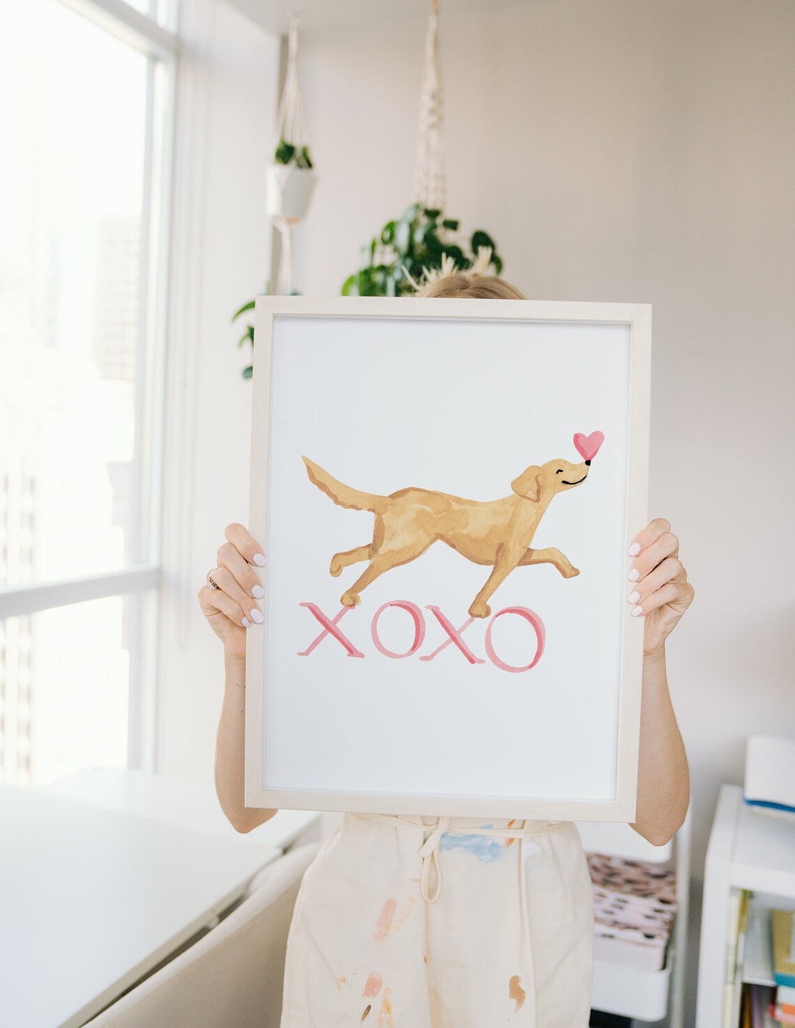 Xoxo Valentine Golden Labrador Watercolor Art Print - Image 4
