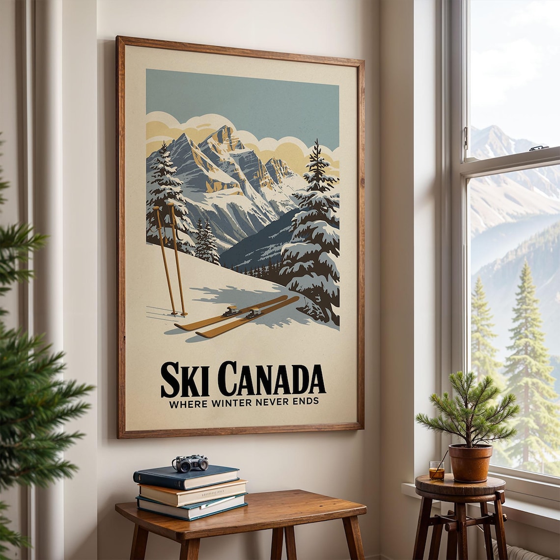 Canada Ski Poster, Vintage Chalet Decor Art Print