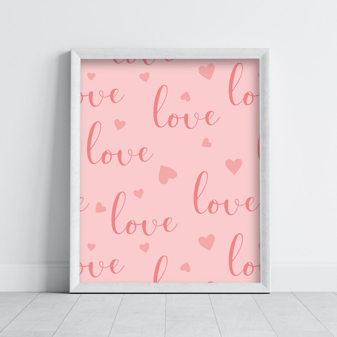 Pink Valentine's Day Love Script Hearts Romantic Sweet Pattern Poster