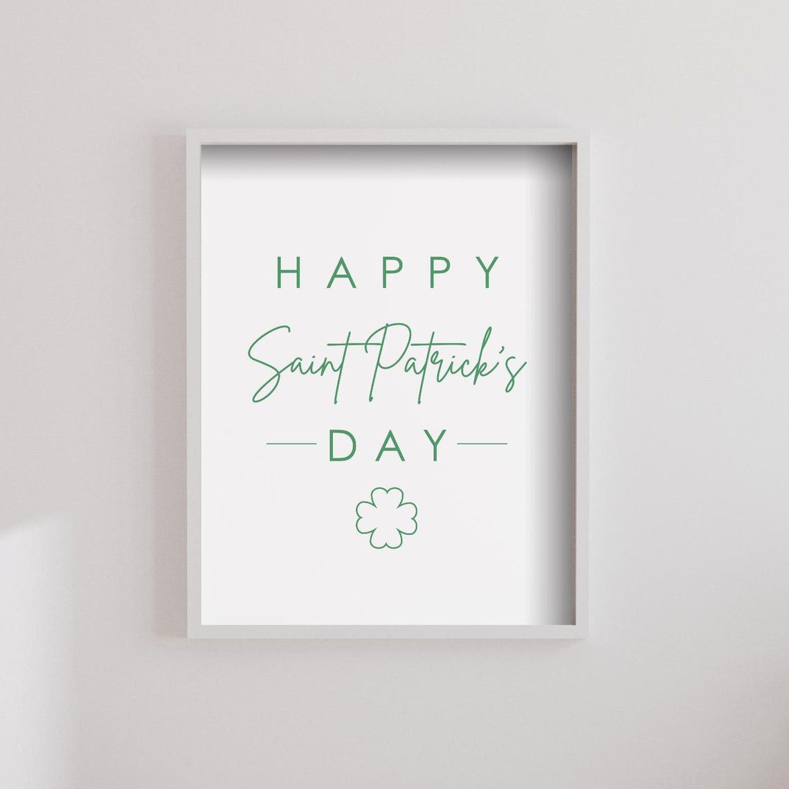 St Patrick's Day Happy Typography Script Clover Festive Poster