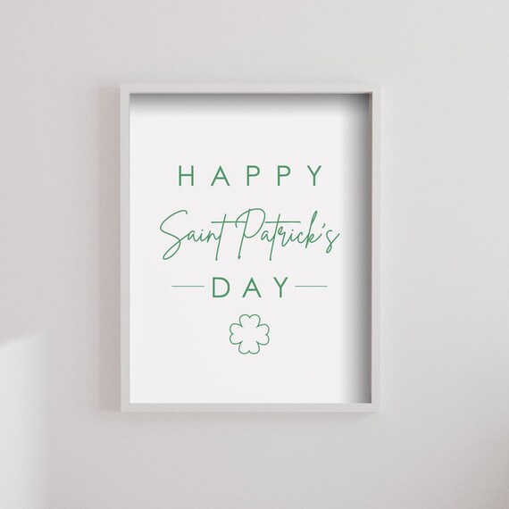 St Patrick's Day Happy Typography Script Clover Festive Poster