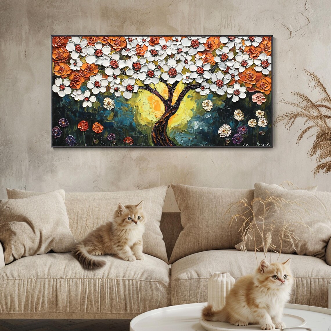 Blossom Tree Oil Painting Art Print, Modern Abstract - Image 3