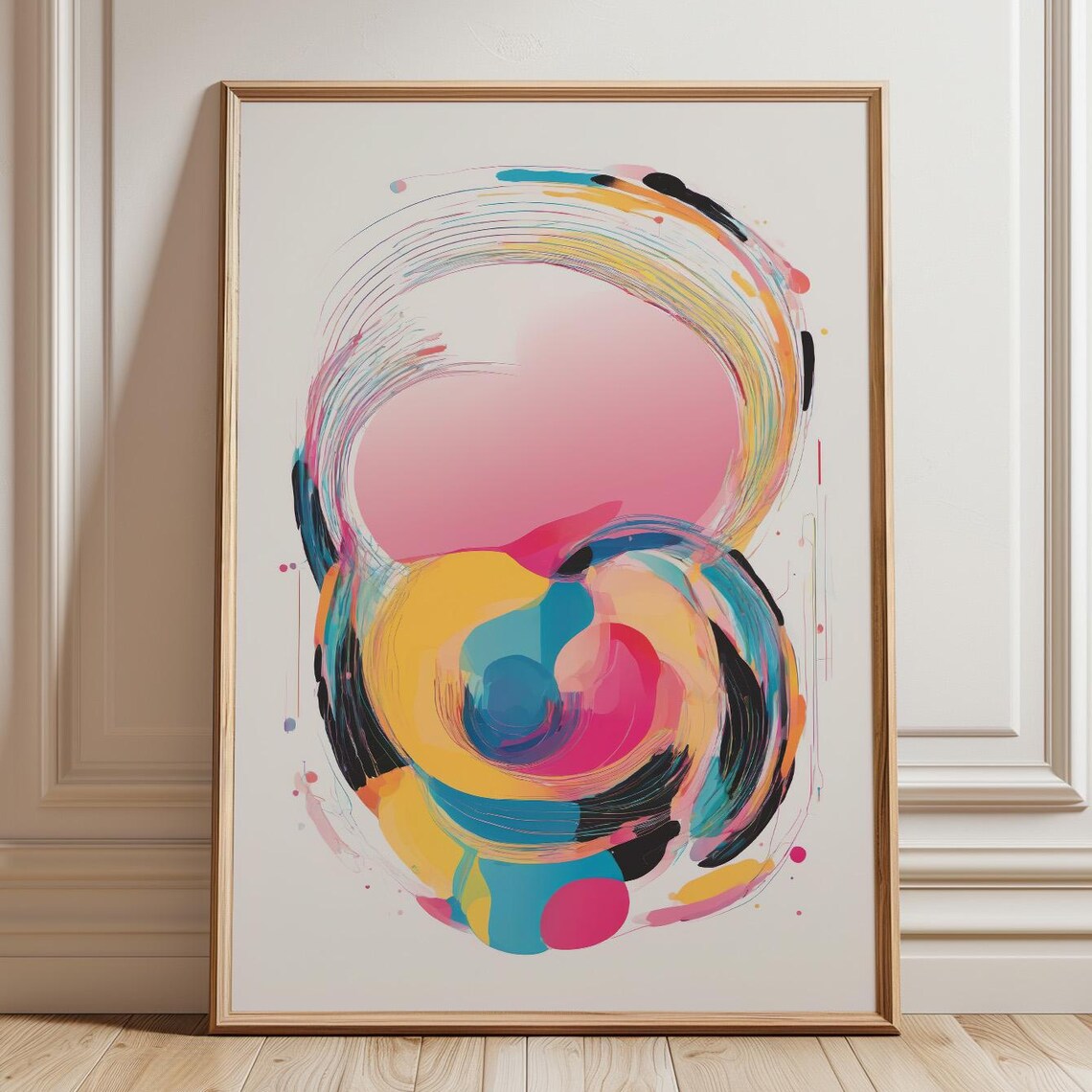 Colorful Swirling Ribbon Abstract Art Vibrant Modern Wall Decor Poster