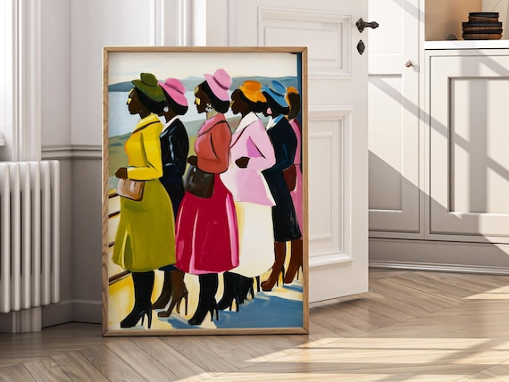 Elegant Women Retro Wall Art Vivid Vintage Fashion Poster Strong Print Colorful Figurative Artwork For Modern Eclectic Homes