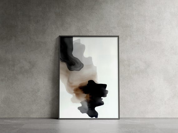 Minimalist Japandi Wall Art Neutral Wabi Sabi Poster Modern Japanese Decor Ink Wash Print Abstract Zen Painting