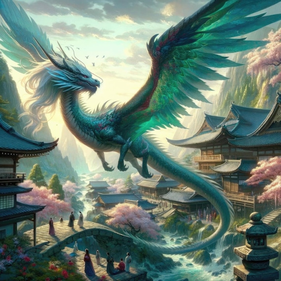 Turquoise Dragon Fantasy Art Print