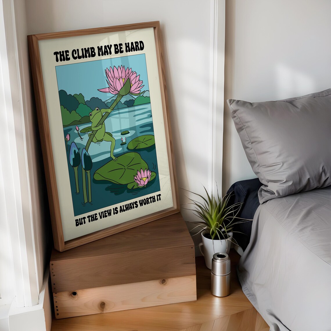 Climb May Be Hard Frog Motivational Poster - Image 2