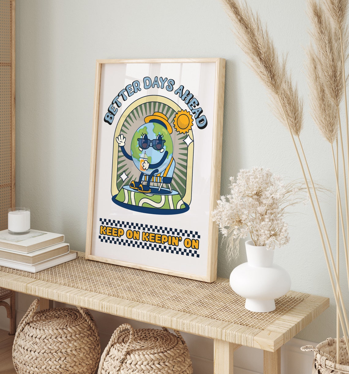 Better Days Ahead Keep on Keepin On Retro Earth Quote Poster - Image 2