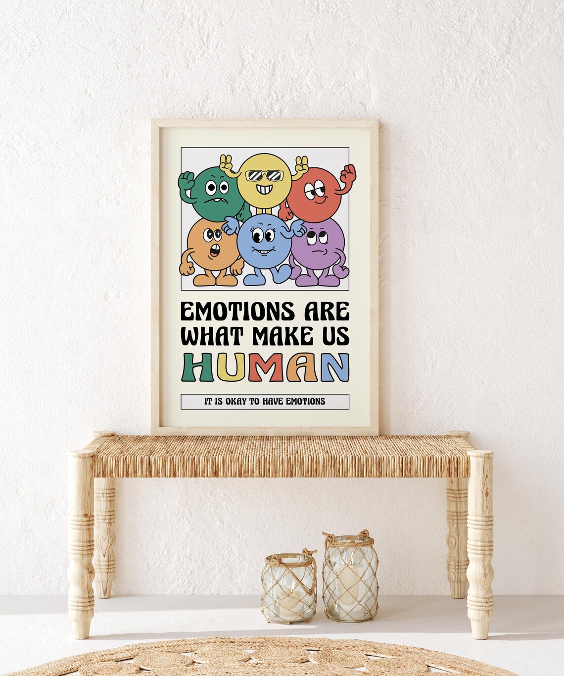 Emotions Make Us Human Retro Motivation Poster Print - Image 2
