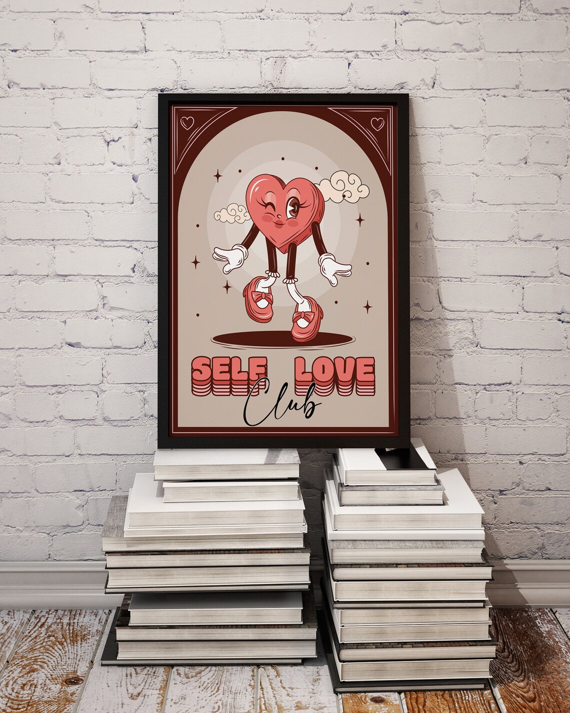 Self Love Club Vintage Retro Heart Dancer Character Quote Poster - Image 2